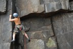 At the start of Black Crack; after we climbed this, we learned that nobody does this route because it was altered by rock fall