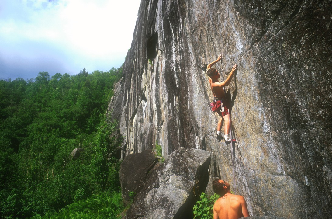 Chris warms up on one of the easier routes at the King Wall