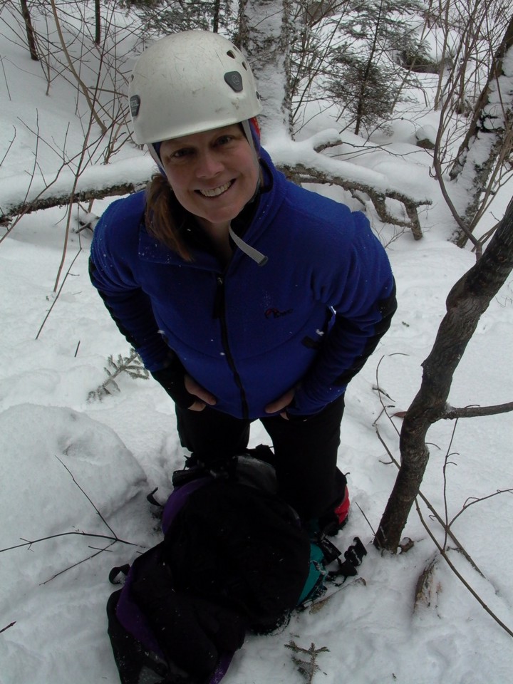Karen (of the Cliffhanger) preparing to climb at Lock Ness