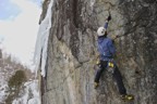 Scanning the rock for a possible line; after this point, Chris aborted the attempt