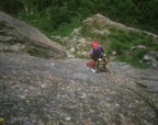 At the belay on the Shield; these two pitches are some of the best face climbing in the northeast