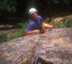 Jeremy follows the first pitch (5.10a) of Pilgrim's Progress