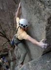 Grabbing the bucket past the crux