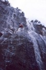 Jim climbs the first ascent of Keymaster, a mixed route just right of Gatekeeper