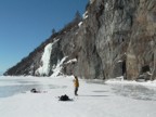 Jeremy checks out the ice with the "Monster" in the background