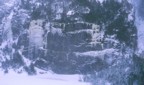 Matrix wall from high on Scott Decapio's route. Visible are Gold Rush, Fools Gold, and The Matrix. Way to the right are the hangers climbed by Alex Lowe