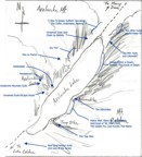 Tad's map of Avalanche Lake showing the routes