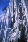 Tommy leading an ambitious line on the Waterfall with Katherine Snead