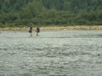 Tracy and Pete crossing the Kennebecnaked