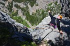 Belaying Tommy on P1, enjoying the first sun in days