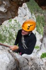 Rappelling through the "eye" of the needle at the top of Batteries Not Included