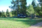 Our camp spot next to large boulders. Too bad there's ticks.