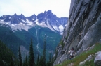 Approaching the talus basin on Mt. Rexford