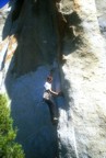 Jim grabs the better holds at the start of the route; the technical crux lies above