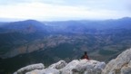 Looking east from the summit of the Divinio, showing the lower Sella valley and the Mediterranean Sea beyond