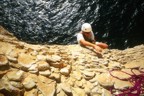 Ben completing the traverse on the third pitch