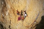 Ian and Ben at the belay at the end of the third pitch