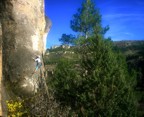 Picturesque climbing near the start of the route