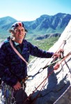 John at the first belay of Aguja Cielo Rey