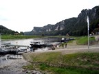 The river Elbe with many exposed bits of rock