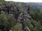 Climbers dot the various towers in the Bielatal region