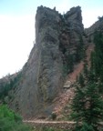 The Bastille; climbers can be seen on Bastille Crack