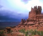 The Ancient Art formation with an approaching storm in the background