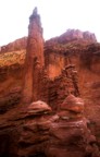 Two other summits of the Ancient Art formation with the King Fisher in the background as taken from the summit the corkscrew