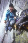 Jen at the 4th belay on Bennedictus