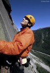 At the belay at the start of the 4th pitch, scoping out the pitch ahead