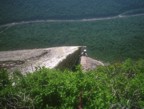 Bones follows the last pitch of Moby Grape; this finish climbs corners left of the standard finish