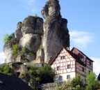 Super cool crag rising above a small village