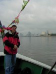 Jim on ferry going up the Pearl River