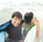 Boogie boarding in the surf, somewhere on the north shore