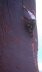 Closeup of Brian approaching the top of Easter Island