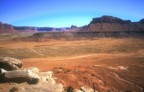 The Touareg parked in the wash at the start of the hike to the South Six Shooter; the Bridger Jacks can be seen on the skyline centered