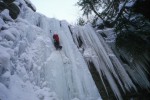 Leading the first ascent of a flow across from Rainbow Falls