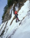 At the belay on the first ascent