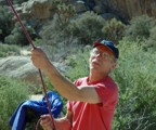 John belays a climber on Ball Bearing