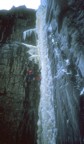 Tommy climbs poor ice at bottom third of Whimpsickle; this climb is anything but whimpy, as we found it to be one of the harder routes we climbed