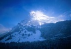 Looking across the valley to ski resort on the sunny side