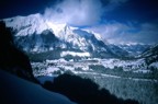 The little town of Kandersteg surrounded by high mountains