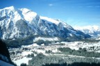 The little town of Kandersteg surrounded by high mountains