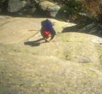 Pedro pulls the roof near the end of the first pitch (6a)