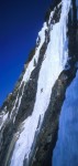 Climber leading the second pitch of the Gentleman in fat conditions