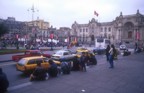 A protest in one of the squares in downtown Lima