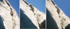 Sequence of pictures showing climbing the flaring off-width