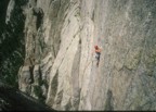 Leading the awesome finger crack of Cheap Date; this route makes a great alternative finish to Fat City