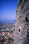 Aris and Fondas at a belay on Hypotenuse