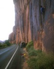 Roadside climbing on Potash Roadnot the most aesthetic climbing area